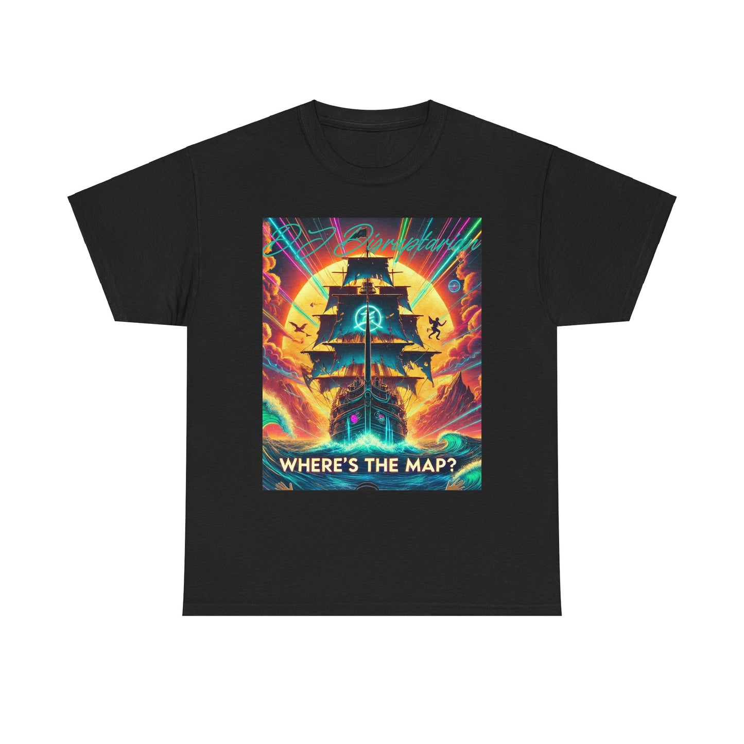 Unisex Tee 'Where's The Map' DJ Disruptarian Album Pirate Ship Design