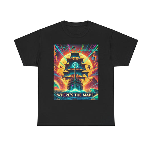 Unisex Tee 'Where's The Map' DJ Disruptarian Album Pirate Ship Design